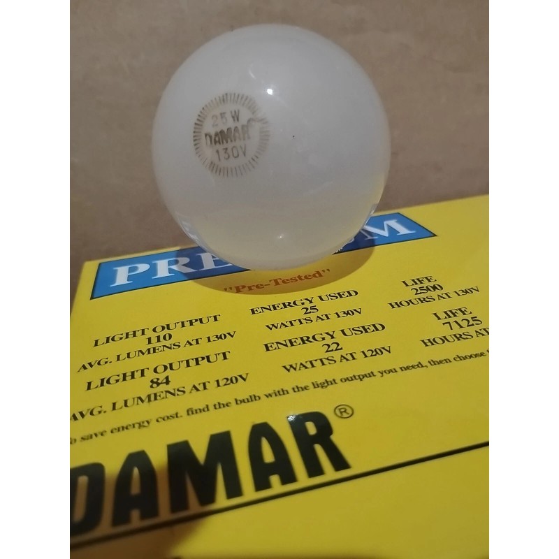 Damar (1) 4 Pk DAMAR 25W Frosted 130v Medium Brass