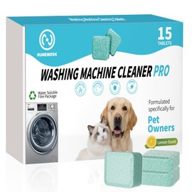Nunemosk Washing Machine Cleaner -15 Pack, Formulated for Pet Owners | Compatible with HE, Top & Front Load Washer | Septic Safe | Fresh Scent | Removes Residue | Remove Stubborn Pet Hair