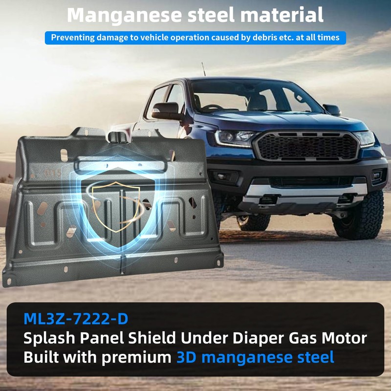 Upgrade Manganese Steel Splash Panel Shield Compatible with 2015-2020 Ford
