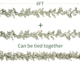 PRIMAISON 2 Pack Artificial Eucalyptus Garland - 6Ft Faux Greenery Vines - Fake Hanging Leaves Plant for Weddings, Backdrops, Archways, Walls, Tables, Parties, and Festivals