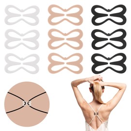 Hariendny 9 pcs Bra Strap Holder Clips for Racerback, Anti-Slip Bra Clips for Back, Cross Back Clips Buckles for Conceal Straps and Cleavage Control