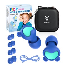 Kids Ear Plugs (6-12 Years) with Cord, Kids Ear Protection Reusable Noise Relief Earplugs for Focus, Travel, Concert, Socializing, Events, Sleep, Anxiety, Home, School, Playtime -26dB Noise Reduction
