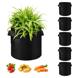 AkiiGer 5/10/12/20/30 paquete de bolsas de cultivo de 10 galones, macetas de tela no tejida gruesa resistentes con asas, bolsas de cultivo de plantas para verduras, flores, plantas y frutas, negro