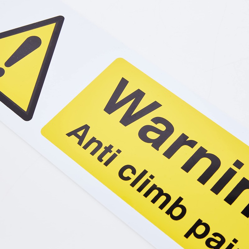 Caledonia Signs 11714G Warning Anti Climb Paint Sign, Rigid Plastic,
