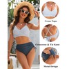 Blooming Jelly Womens High Waisted Bikini Sets Striped Tummy Control