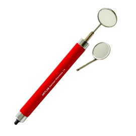 Dental Mouth Mirror Handle with LED Illumination & Mirror Head #4 + #5 - Anti-Fog, Teeth Inspection, Dental Oral Care Examination Tool Colored Handle (Red)