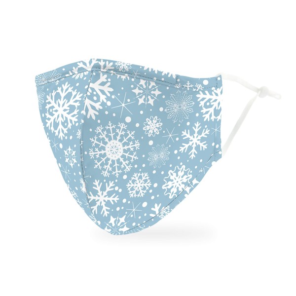 Weddingstar 3-Ply Adult Winter Washable Cloth Face Mask Reusable and Adjustable with Filter Pocket - Falling Snowflakes