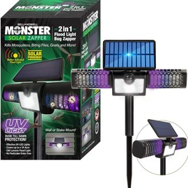 Monster Solar Bug Zapper 2in1 Solar Flood Light Solar Bug Zapper Electric Mosquito Zappers 1200V High Powered Pest Control Mosquito Zapper