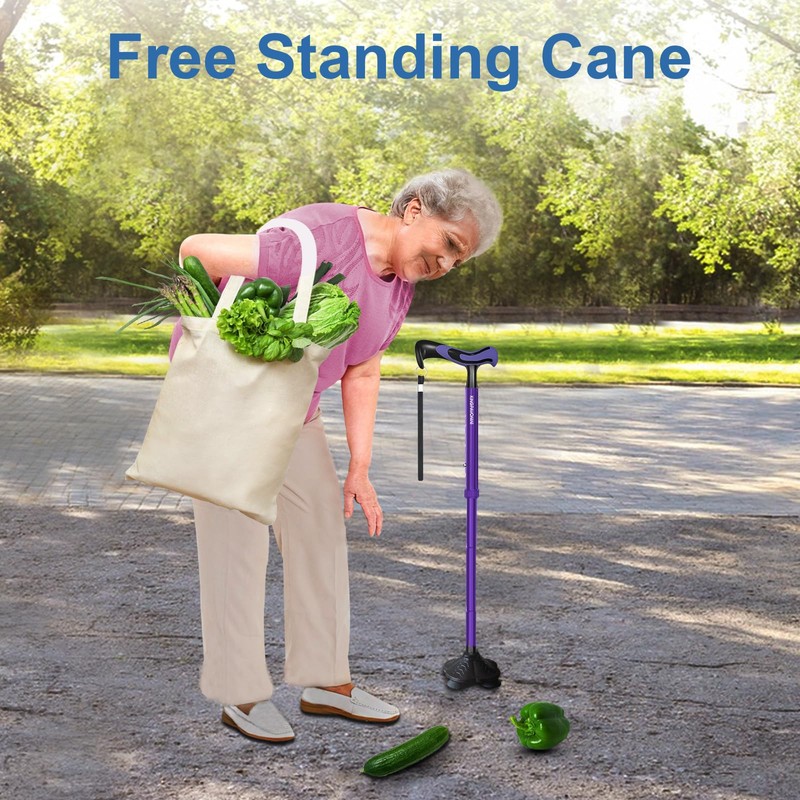 KingPavonini Walking Cane for Men Women Stability, Free Standing Foldable
