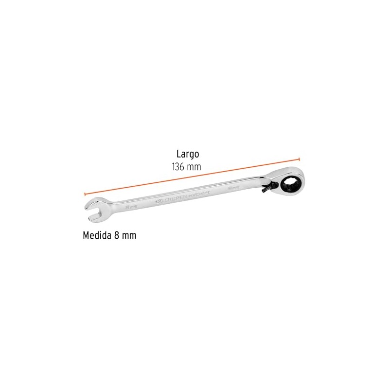 Truper Expert LL-2008MXR, Llave combinada matraca reversible 8 mm x