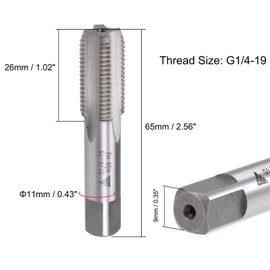 TOP-VIGOR G1/4-19 Straight Groove Tap, 4 Straight Flute Right Metric Machine Tap with H2 Tolerance, HSS Uncoated Tap for Drilling and Tapping