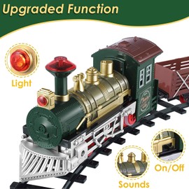 Christmas Train Set for Under Tree with Lights and Sounds, Express Train Set for Boys with Large Tracks & 5 Train Cars for Kids