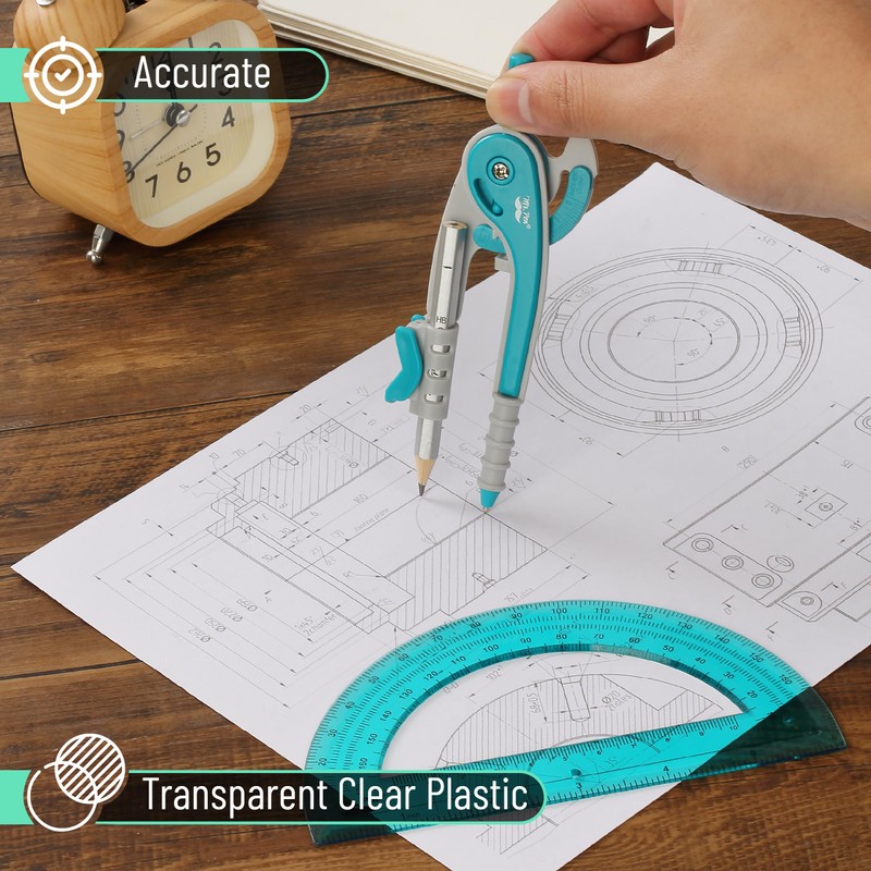 Mr. Pen Mr. Pen- Compass and Protractor Set, Green, Compass