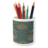 Ambesonne Folk Art Pencil Pen Holder, Eastern Style Composition Oriental
