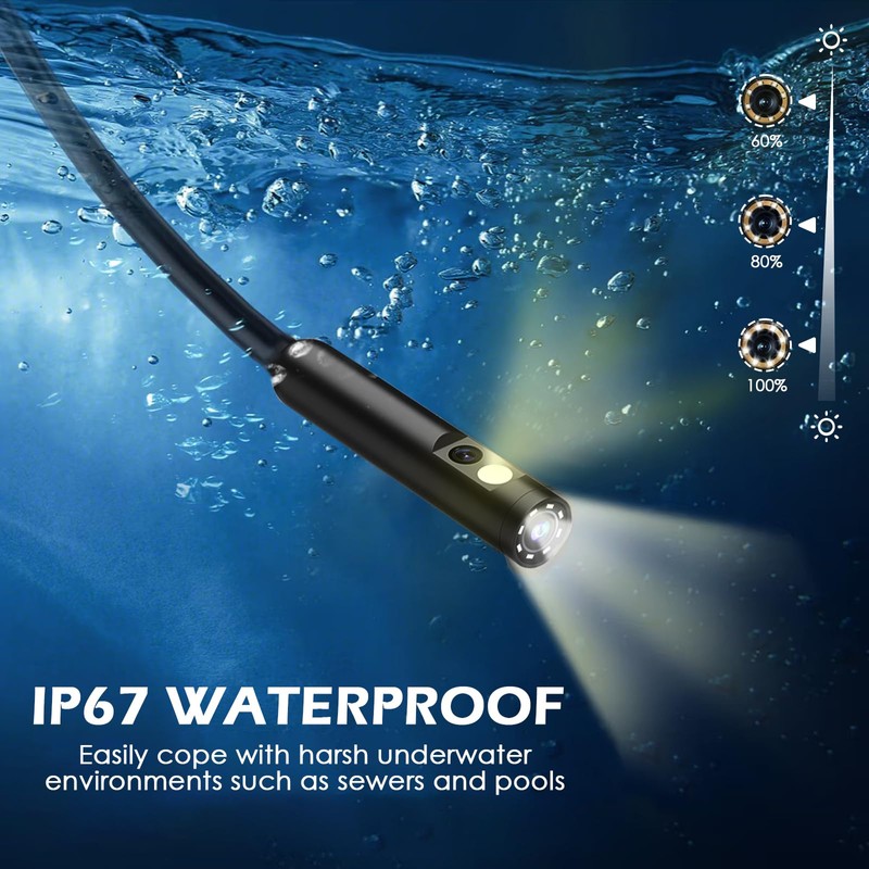 TIANSIAO Dual Lens Industrial Endoscope,HD Endoscope with Light, IP67 Waterproof