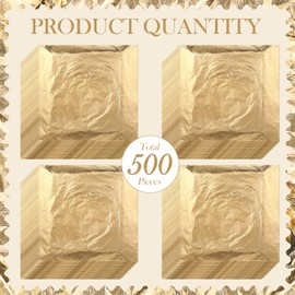 Harloon 500 Sheets Imitation Gold Leaf for Art Square Imitation Gold Foil Sheets Gold Leaf Sheets Gold Foil Paper for DIY Gilding Painting Decoration Crafting Furniture, 5.51 x 5.51 Inches/ 14 x 14 cm