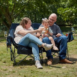 Timber Ridge Double Camping Chair, Heavy Duty Outdoor Folding Camp Couch, Loveseat Camping Chairs Perfect for Campsites, Patio/Lawn, Soccer Games or Other Youth Sports, Supports 600 lbs