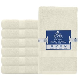 DAN RIVER Luxury Hand Towels Set Pack of 6 (16x28 in) 100% Cotton, Ultra Soft, Lightweight and Highly Absorbent, Perfect for Salon, Spa, Gym, Hotel and Bathroom, 500 GSM – Cannoli Cream
