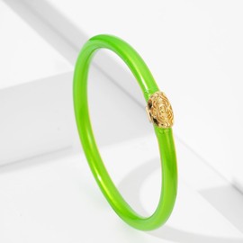 Pingyongchang Candy Color Glitter Resin Bangle Friendship Bracelets Lightweight Soft Silicone Plastic Stack Wristband for Women Men 70s 80s Holiday Beach Jewelry Birthday Party Gifts-Green
