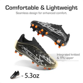 DREAM PAIRS Boys Girls Soccer Cleats Youth Firm Groud Football Shoes for Little/Big Kid,Size 1 Little Kid,Black,SDSO2401K