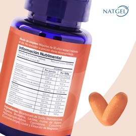 NatGel Enzimas Digestivas con Prebioticos | Enzimas Digestivas de Papaina + Prebioticos de Inulina | Apoyo Digestivo Natural, Mejora Digestion y Absorcion de Nutrientes | 60 Tabletas de 1,200 mg