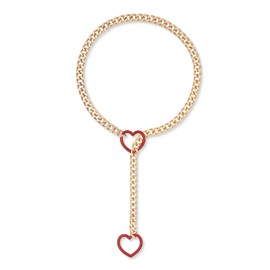 ADEMISHIA Heart O-ring Slip Chain Choker Collar For Women, Punk Gothic Cuban Link Choker Necklaces for women, 24", Zinc, No Gemstone