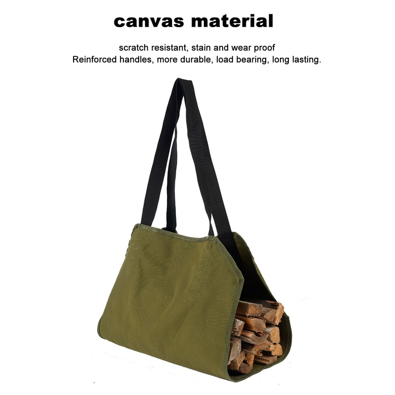 Large Canvas Firewood Carrier Log Bag Indoor Fireplace Log Carrier