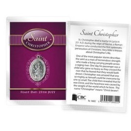Catholic Gift Shop Medal - Saint Christopher Medal with Plastic Keepsake Wallet & Feast Date