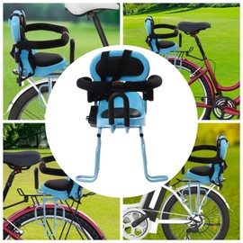 Kids Bicycle Rear Baby Seat Bike Fenced Seat for Child Carrier Rack Mounted with Handrail & Locking Mechanism for Baby (Blue)