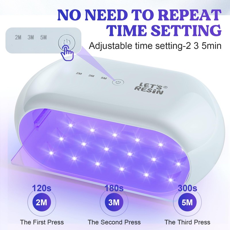 LET'S RESIN UV Light Advanced,Two-Sided Longer time Setting(2m,3m,5m) UV Lamp