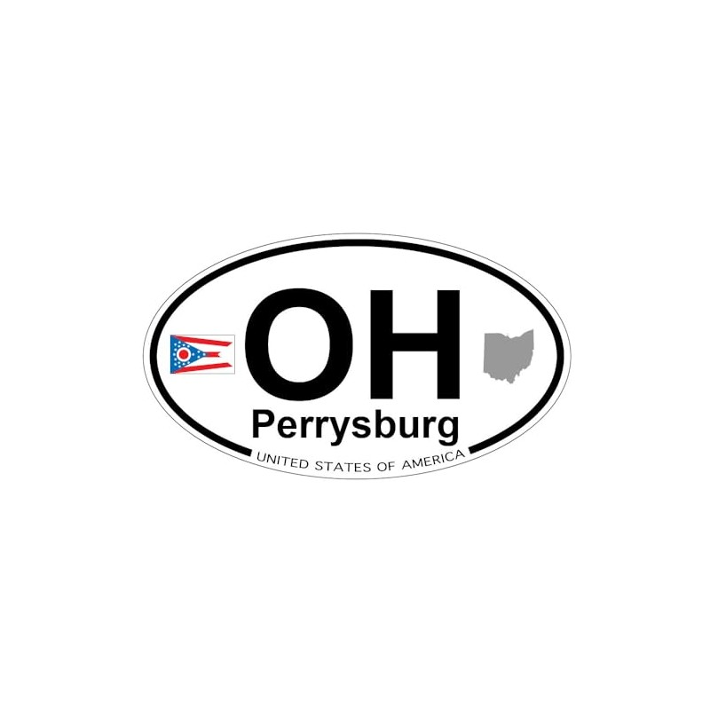US Decal, Inc. Perrysburg, Ohio Oval Sticker with State Flag