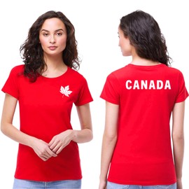 Canada Day Womens T-Shirt - Custom Handmade Double-Sided Canada Shirt for Women D (Red, S)