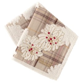 Paul & Joe PAUL & JOE ACCESSOIRES 107112-0002-03 Large Towel Handkerchief, Chrysantheme x Check (Beige) [100% Cotton] Women's Hand Towel, Approx. 11.0 inches (28 cm),, beige