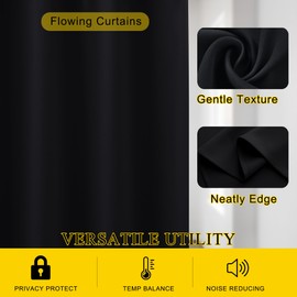 KGORGE Blackout Curtains for Bedroom 2 Pcs 45 Inch Long - Black Light Blocking Thermal Insulated Room Darkening Noise Reducing Minor Flaw Curtains for Living Room Study Kitchen Minimalism Deco