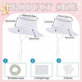 Silkfly 6 Pcs White Cotton Bucket Hat for Tie Dye, White Things Items to Tie Dye Kit for Kids Adults, Beach Bucket Hat Bulk(Kids)