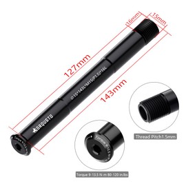 GRQUSTO 1.5mm Thread Pitch Front Rear Thru Axles for Road Mountain Bicyle Suspension Forks Rigid Forks and Bike Rear Frame, 6061 Aluminium Alloy Boost Through Axle: 15mm x 143mm