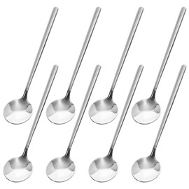 Stainless Steel Coffee Spoons, Pack of 8, 13 cm, Small Spoons, Dessert Spoons, Ice Cream Spoons, Teaspoons, Mocha Spoons, Round Mixing Spoons for Home, Kitchen, Cafe, Dessert, Sho