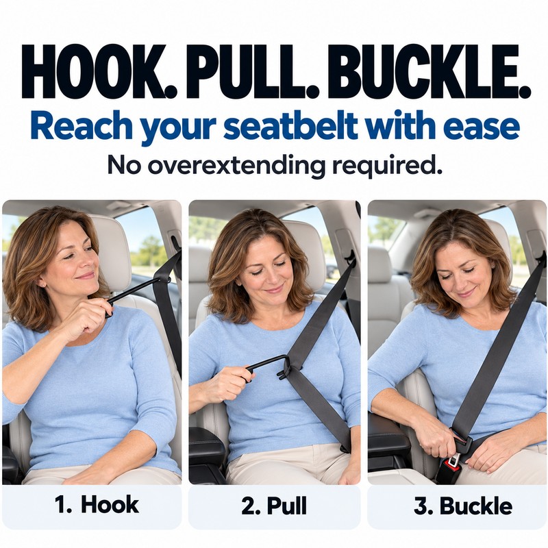 Seat Belt Reacher Tool for Easy Buckling – 9.1-Inch Seatbelt