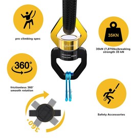 Digtichnny Swing Swivel, 35KN Safety Rotational Device, Swing Spinner for Web Tree Swing, Aerial Dance, Children's Swing, Hanging Hammock Black-Gold