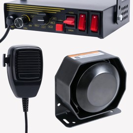 JAMTON 200W 12V 9 Tone Emergency Police Siren System, Slim Speaker Horn, Handheld Microphone, for Emergency Vehicles Truck Firefighters Ambulance