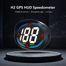 AZIJYV H2 Digital Speedometer GPS HUD Universal All Cars Head Up Display Vehicle Speed Compass MPH KMH Speed Gauge Plug and Play