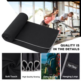 Your Choice Microfiber Travel & Sports Towel (16" x 32") - Quick Drying Towel for Gym, Workout, Camping & Backpacking. Sweat Absorbent, Antibacteria, Lightweight & Ultra Compact - Small/Black