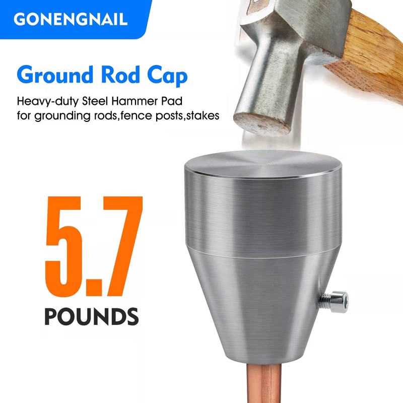 GONENGNAIL-Ground Rod Driver Cap,Heavy-duty Steel Hammer Pad Tool for Driving