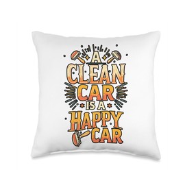 Auto Detailer Vehicle Car Detailer Auto Detailing Throw Pillow