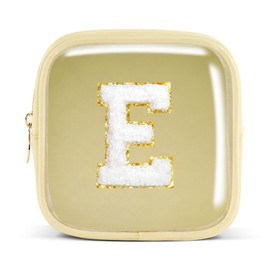Pocmimut Unique Makeup Bag,Teen Girl Gifts Trendy Stuff for 6 7 8 9 10 11 12 Year Old Girls,Initial Makeup Pouch for Birthday Gift Graduation Gifts,E