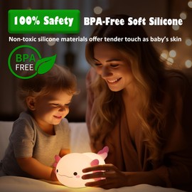 OkiyiD OkiyiD Axolotl Gifts, Cute Axolotl Night Light for Kids, Animal Silicone Nursery Night Lamp, Cute Room Decor Night Light for Kids Girls Boys Birthday Christmas Gifts