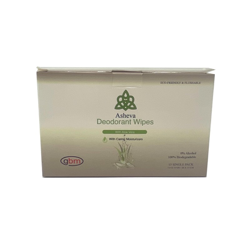 Asheva - Individually Packaged Deodorant Wipes - Box of 15