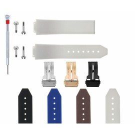 Ewatchparts 21-24-25mm Rubber Silicone Watch Band Strap Compatible With H Hublot Includes Buckle, 4 Screws, And Screw Driver