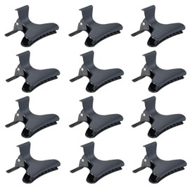 12 Piezas Pinzas Mariposas para Cabello, Pinzas para El Cabello para Mujeres, Pinzas para el pelo de salón, herramienta de peluquería para peinar seccionar cortar y colorear (Negro)