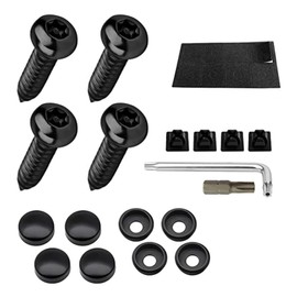 Arwrilt 4 Sets License Plate Screws, License Plate Bolts, Rustproof 304 Stainless Anti Theft License Plate Screw Kits, Universal License Plate Frame Fasteners Kits, for Most Cars Trucks (Black)